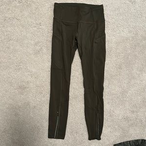 Lululemon Fast & Free 7/8 Tight II *Nulux 25". Olive Green. Size 6.